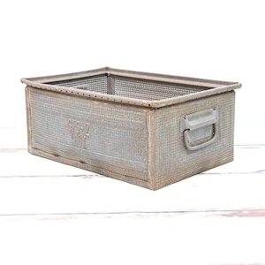 Vintage Schafer Industrial Equipment Galvanized Metal and Mesh Bin Industrial Metal Decor #2
