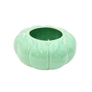 Vintage Pale Green Planter Pottery Arts & Crafts Ribbed Melon Shape Planter Pot