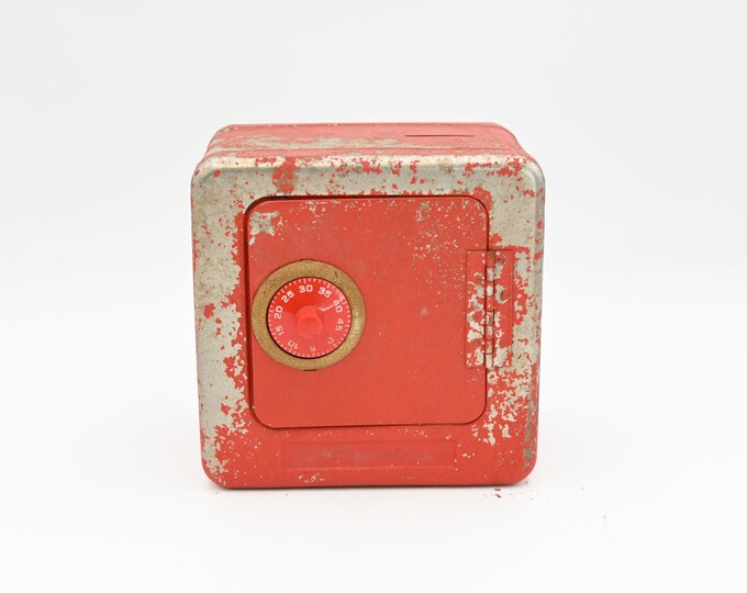 Vintage . Red Metal Toy Combination Safe Bank - Etsy