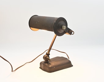 Antique/Vintage Art Deco Nouveau Cast Iron Bankers Lamp Student Lamp Piano Lamp Desk Lamp Light