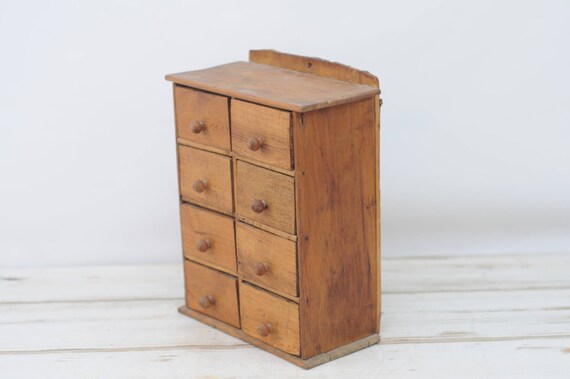 Antique Primitive Tabletop Or Wall Spice Cabinet Drawers Etsy
