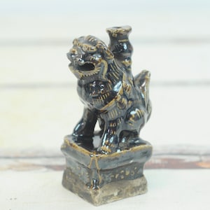 Chinese Vintage/Antique Brown Glazed Pottery Chinese Foo Dog Figurine +