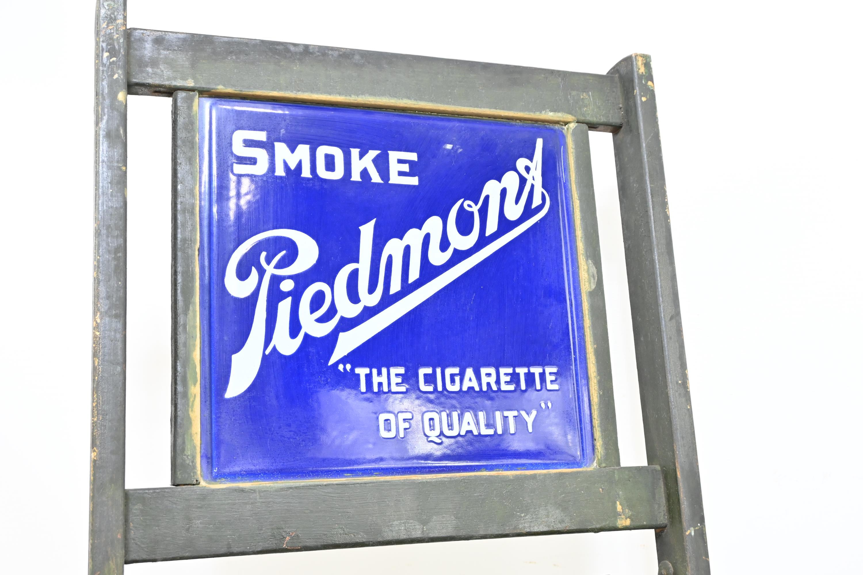 piedmont cigarette sign Antique Piedmont Cigarette Tobacco Advertising Porcelain Sign Baseball  Chair