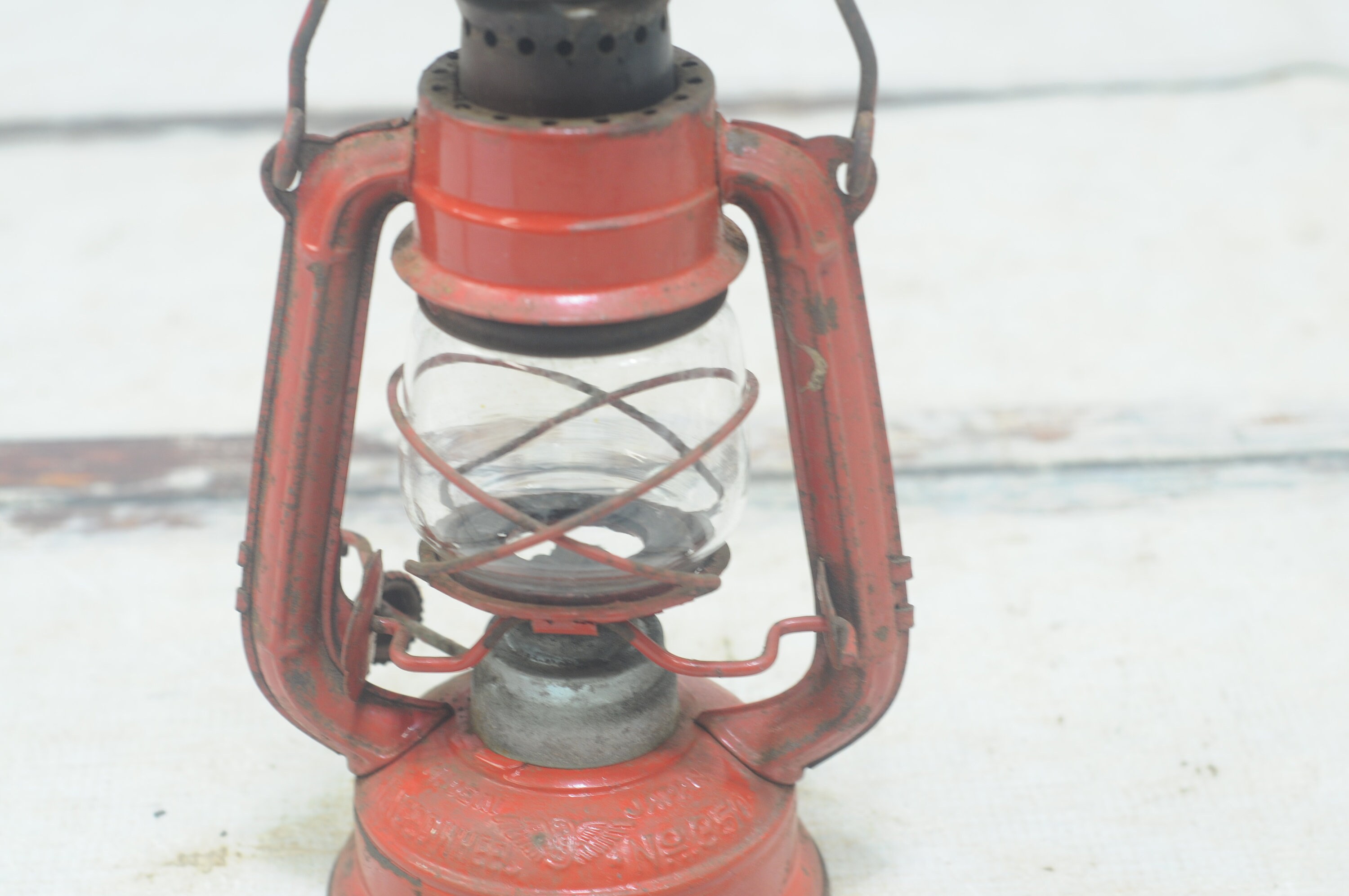 Vintage Red Winged Wheel No. 350 Lamp Kerosene Oil Lantern Made in