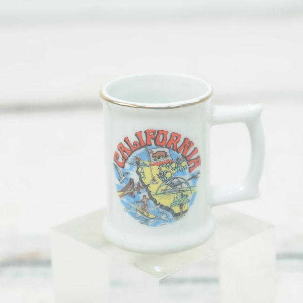 Vintage Small Ceramic California Souvenir Mug Cup Collectible California State Map