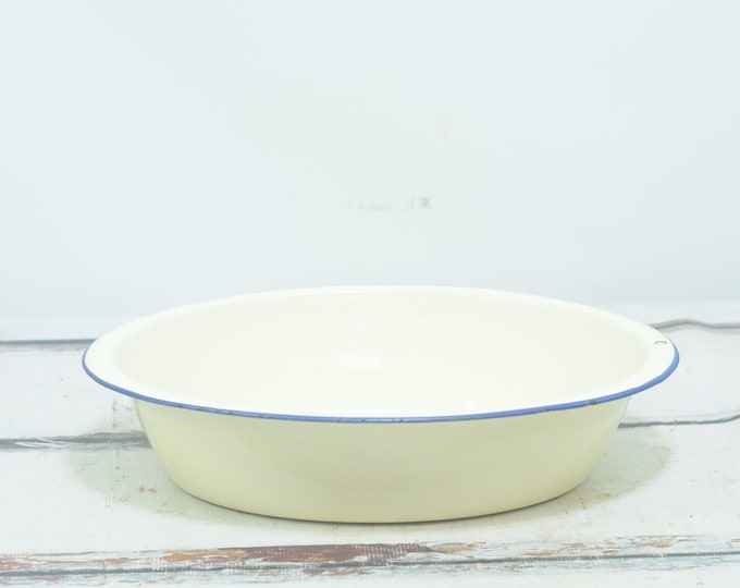 Vintage .baby BATH TUB Bath Basin Hospital Basin Shabby Yellow and Blue