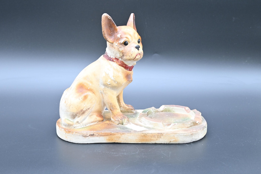Vintage Carnival Chalkware Dog Carnival Prize Sitting French