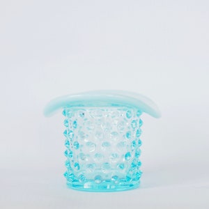 Vintage. Blauer Fenton Opalescent Hobnail Top Hut Zahnstocher Halter Match Kerze