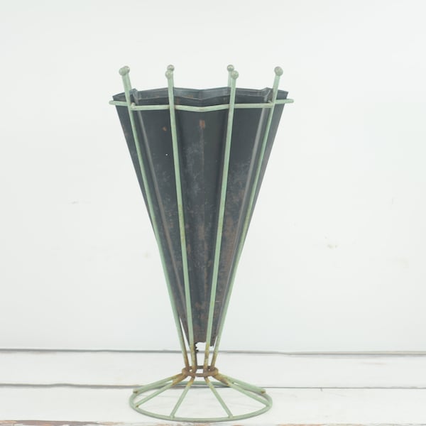 Antique/Vintage Art Deco Iron and Tin Umbrella Stand Umbrella Shaped Umbrella Rack Holder