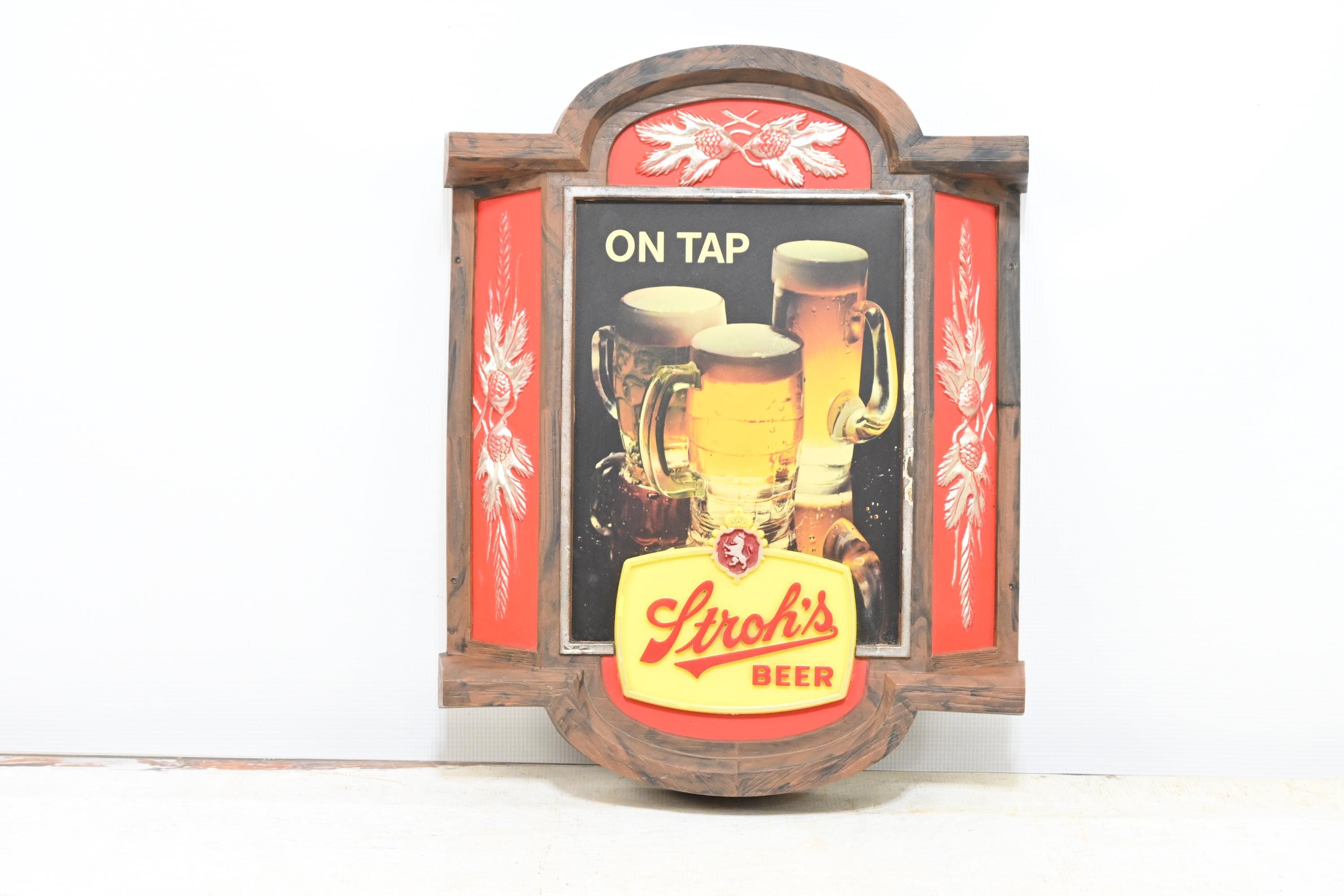 Vintage STROH'S Beer Plastic 3-D Sign Non Illuminated Wall Decor