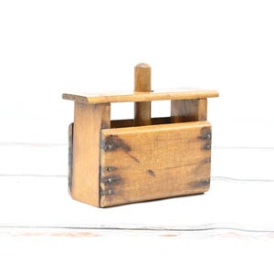 Early . Primitive Antique Rectangular Wooden Butter Mold Press Country Farm Kitchen
