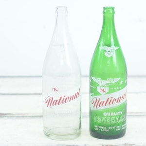 Rare Vintage . National Bottling Works Gary IND Glass Beverage Soda Bottles 32 ounce 1 Quart Soda Bottles +
