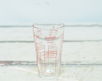 Vintage . Retro Mixed Drink Cocktail Mixer Shaker Drink Recipes 1950's Red Graphics Barware #2