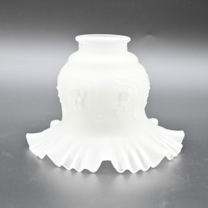 Antique/Vintage Embossed Lamp Shade Globe Frosted Grapes Ruffle 4.5&quot; Tall 6 3/8&quot;D  2 1/8&quot; Fitter