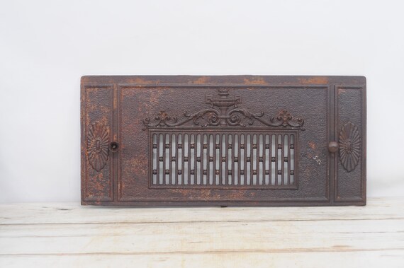 Antique Cast Iron Salvage Grate Front Panel Insert Fireplace Etsy
