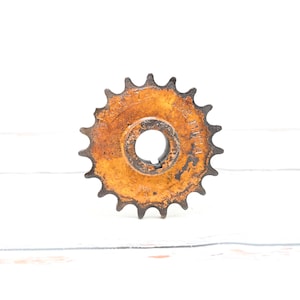 Vintage Yellow Industrial . Iron Wheel Gear Industrial Salvage Fabulous 4.75&quot; Farm Tractor Gear Industrial Art Urban Art