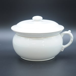 Antique/Vintage White Covered Ironstone Chamber Pot Potty China Johnson Bros Makers Mark +