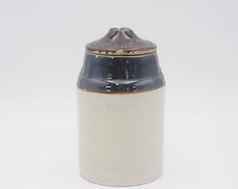 Tarro de cerámica Weir n.° 3, antiguo/vintage, de 1901, para frutas, con tapa marcada.
