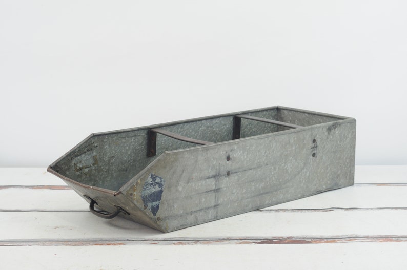 Vntg . Galvanized Metal Nail Bin Ex Large JD Warren Vintage Etsy