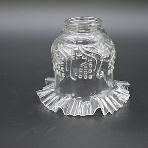Antique/Vintage Lamp Shade Globe Clear Grapes Ruffle 4 5/8&quot; Tall 5.5&quot;D  2 1/8&quot; Fitter +