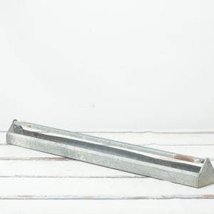 VTG . 36&quot; Galvanized Metal Country Farm Chicken Feeder Trough Tray Planter
