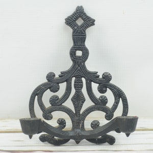 Vintage . Ornate Iron Double Wall Sconce Candle Holder Trivet Style Candle Holder