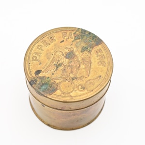 Antique 1800s Paper Fasteners Brass Tin With Eagle No Name McGill&#39;s? Superior? Small
