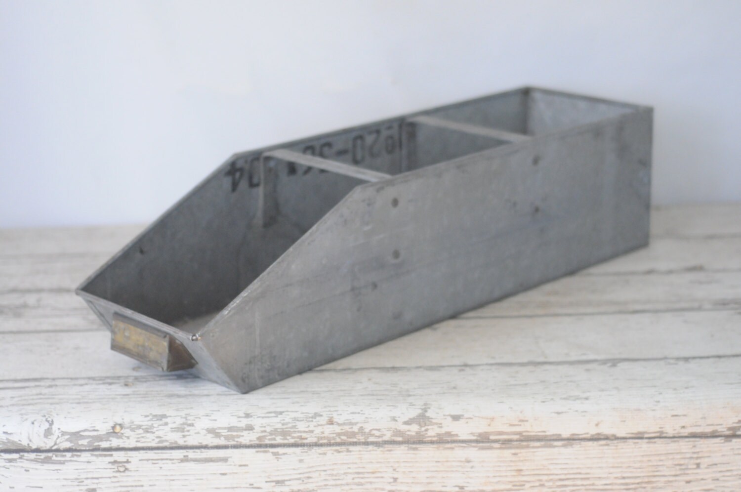 Vintage . Galvanized Metal Nail Bin Ex Large Stamped USS US Etsy