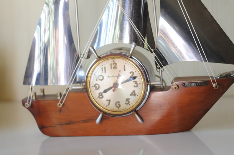 Vintage Clock Sailing Ship Boat Clock Ship Clock Mantel Etsy