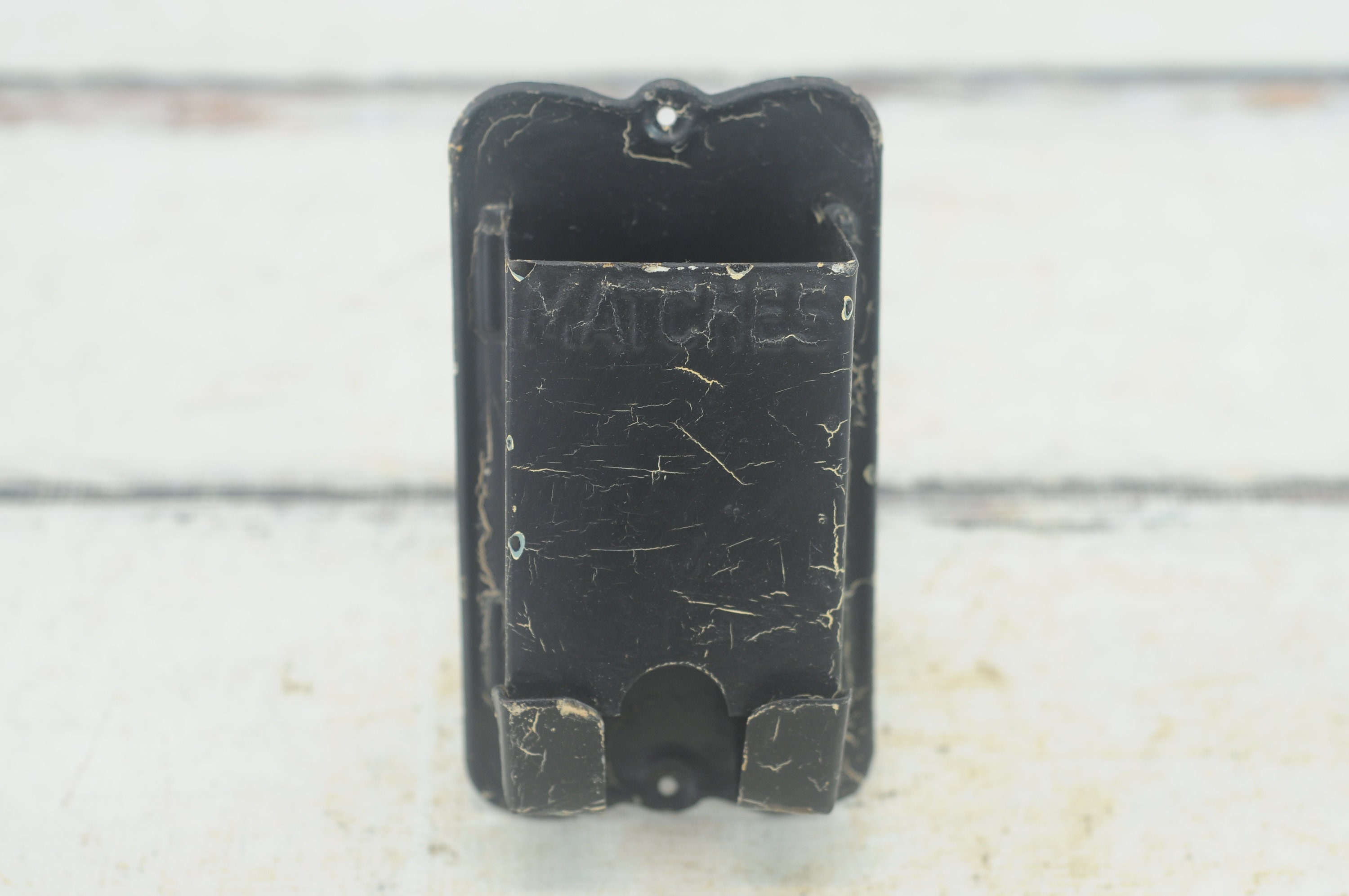 Vintage . Metal Box Metal Wall Box Match Box Match Holder Match Safe Chippy Paint +
