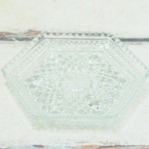 Vintage . Small Glass Platter Holiday Serving Piece Clear Glass Relish Tray Small Serving Plate+