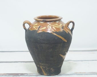 Antique 18th Century Red Ware French European Jug Pitcher Oil Water Farmhouse Decor #5