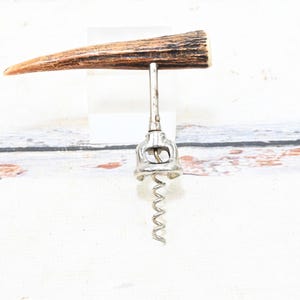 Vintage./Antique  Antler Cork Screw Corkscrew Barware Iron and Antler Stag Horn