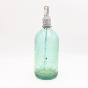 Antique . Vintage Aqua Blue Romanian Seltzer Soda Bottle APA GOAZA 58