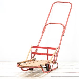 Vintage Flexible Flyer? Sled Wooden Childs Sled Baby Sled With Wheels #28 Christmas Decor Winter Decor Small Wood Sled