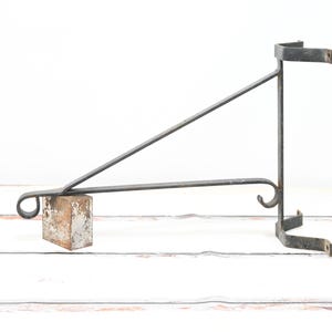 Vintage . 23&quot; Wall Mount Wrought Iron Plant Hanger Metal Sign Bracket Hanging Shelf