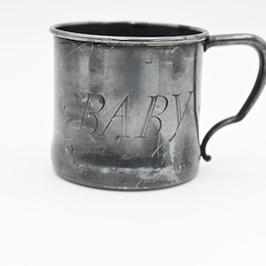 Vintage . Tudor Plate ONEIDA Silver Plate Infant Baby Childs Cup BABY in Script