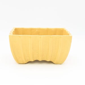 Vintage . California Pottery MidCentury Yellow Mustard Planter Pot Scalloped Rectangular CP-1807