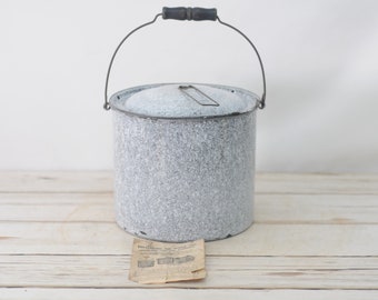 Antique . Cream City Graniteware Black Speckle Steamer Canner With Orig. Paperwork