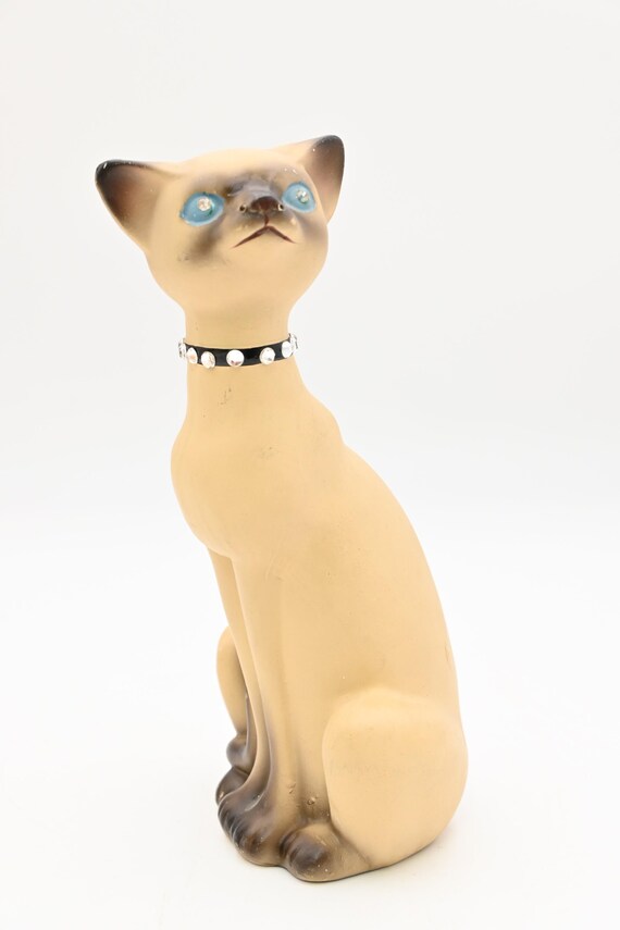 Vintage . 1950s MCM Retro Sitting Siamese Cat Figurine Marked CDGC