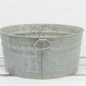 Galvanized Tub Wash Tub 3 Washtub Wheeling Bucket Metal Handle Galvanized Garden Planter Photo Prop 2 image 3