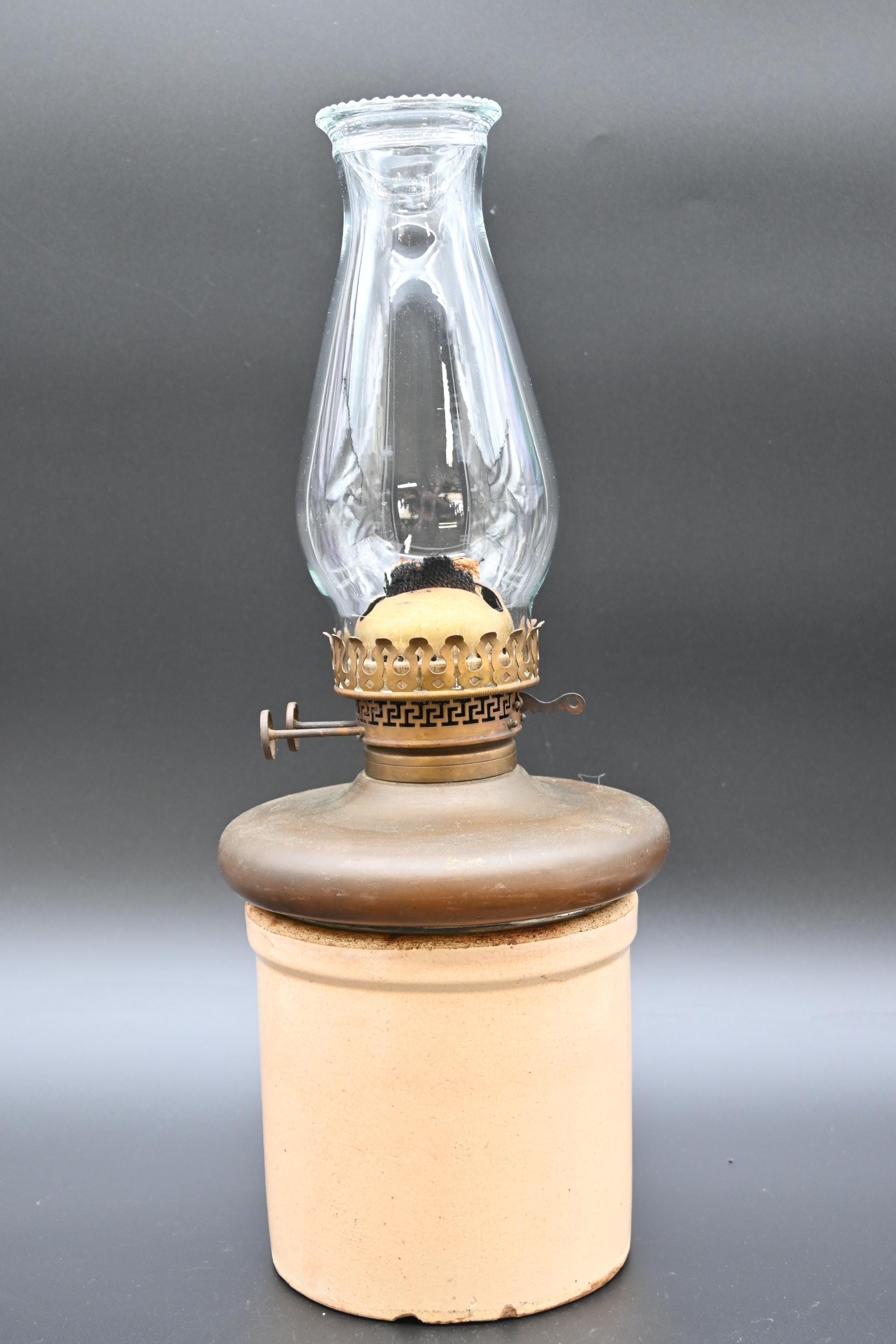 Antique Holmes Booth and Hayden Duplex Burner Oil Lamp Sitting in