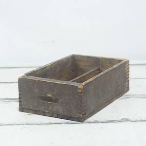 Antique/Vintage Primitive Wood Tool Box Wood Handmade Wood Tool Tote Divided Wood Box