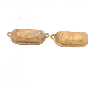 Pair Antique Victorian Brass Finger Pulls Drawer Pulls Handles Cup Shape #1