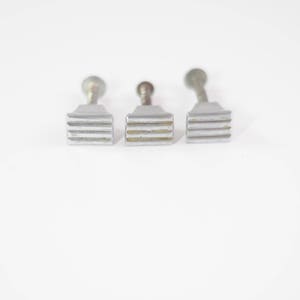 Three . Vintage Aluminum Rectangular Silver Tone Drawer Pull Knobs Handles