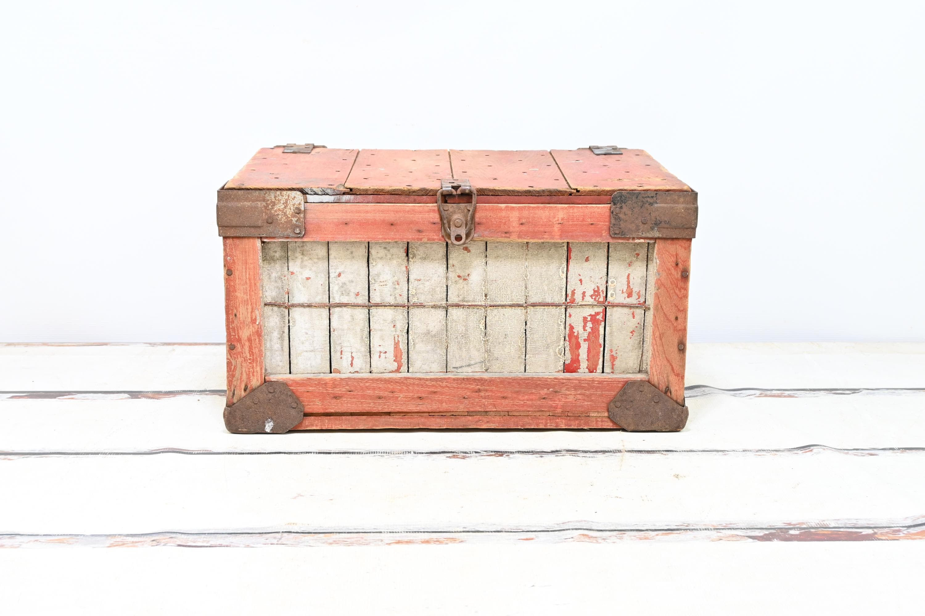Rare Antique Anderson Basket Co Wooden Crate Box Chest Kroger