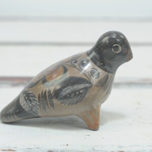 Vintage Folk Art Pottery Bird Tonala Mexico Hand Painted Figurine Dove Hand Painted Flowers
