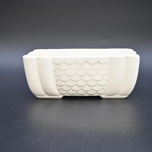 Vintage USA Planter No 77 White Pottery MidCentury Brush McCoy Scallop Design