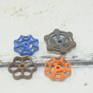 4 Vintage Water Valve Faucet Handles Knobs, Powell, Steampunk Spigot Handles Hose Handle