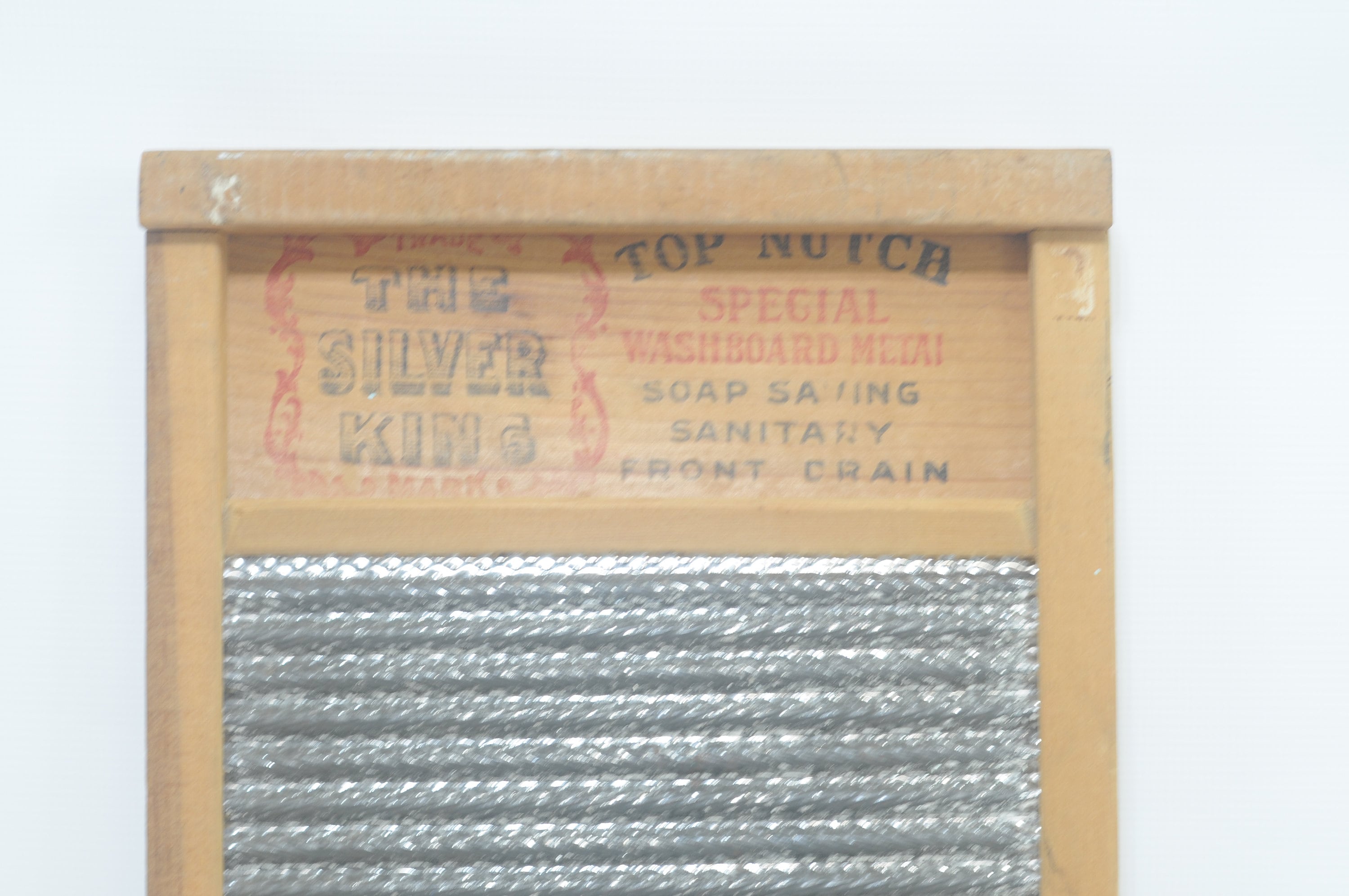 Vintage . Zinc and Wood Silver King Washboard National